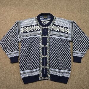 Vintage Norwool Wool Cardigan Sweater Men's M Nordic Norwegian Made in Norway